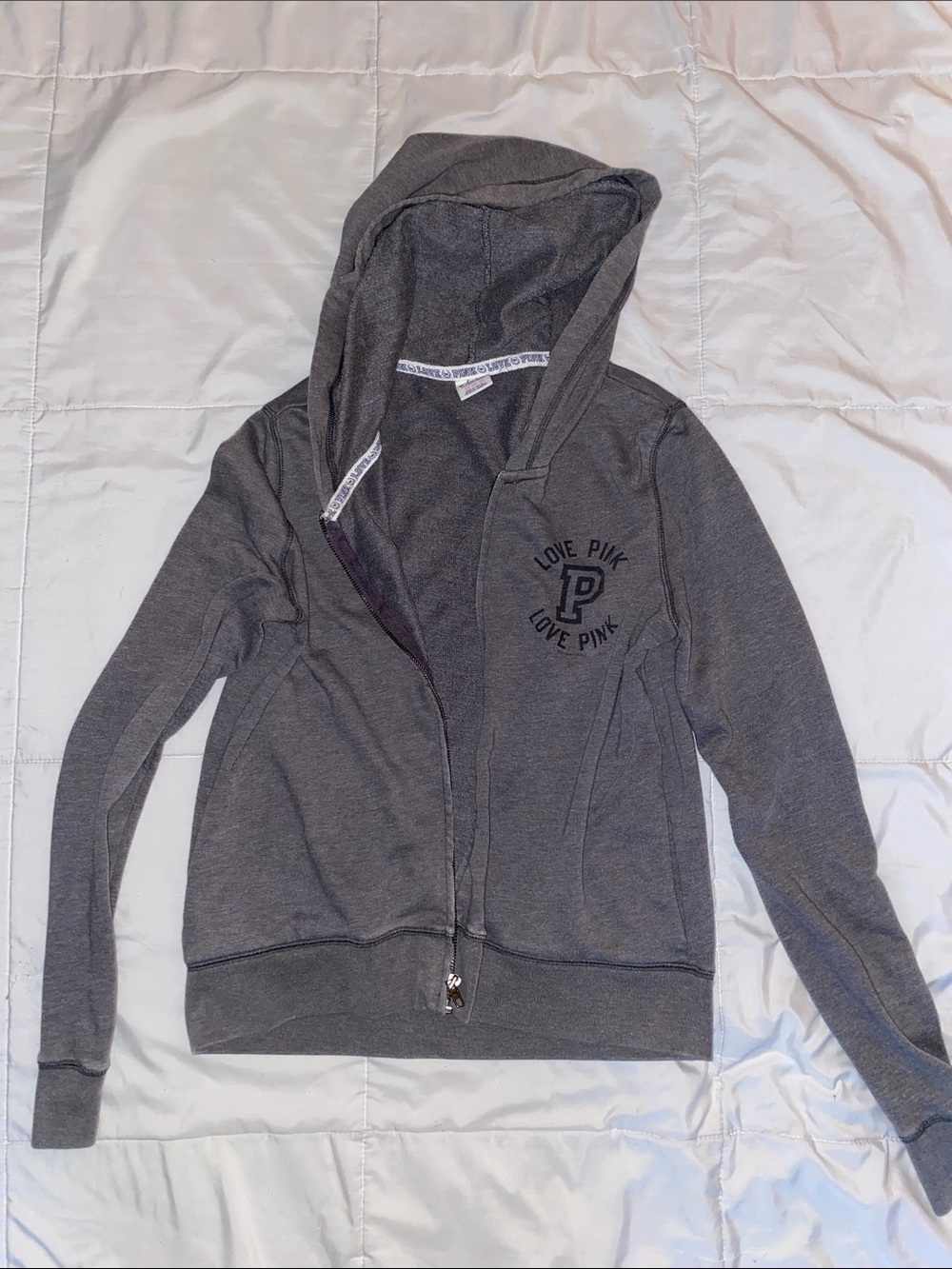 PINK Victoria's Secret Charcoal Gray Zip-Up Hoodie